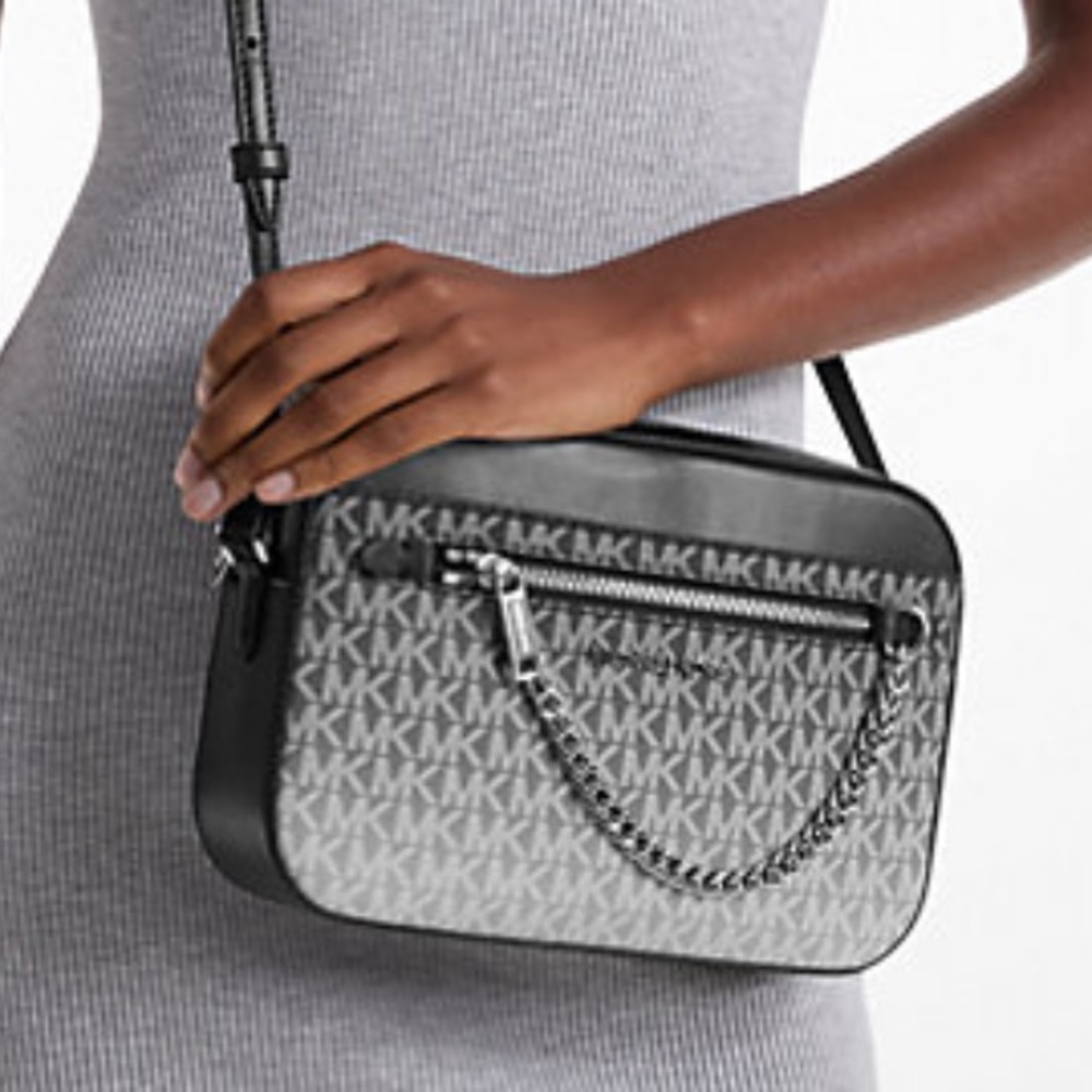 MICHAEL KORS Jet Set Lg Ombré Signature Logo EW Crossbody Body East West 
Black